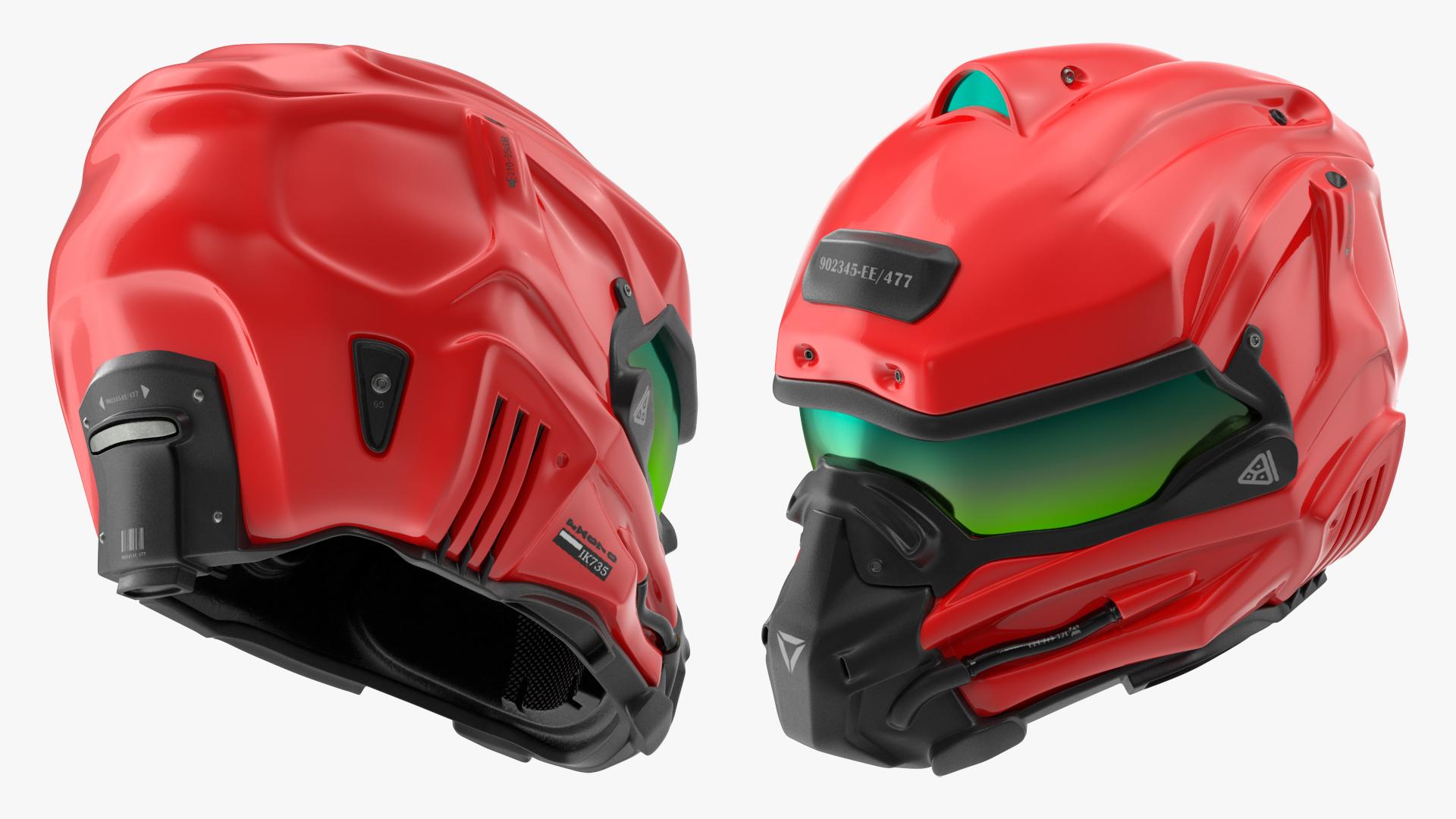 3D Sci-Fi Futuristic Full Helmet Red model