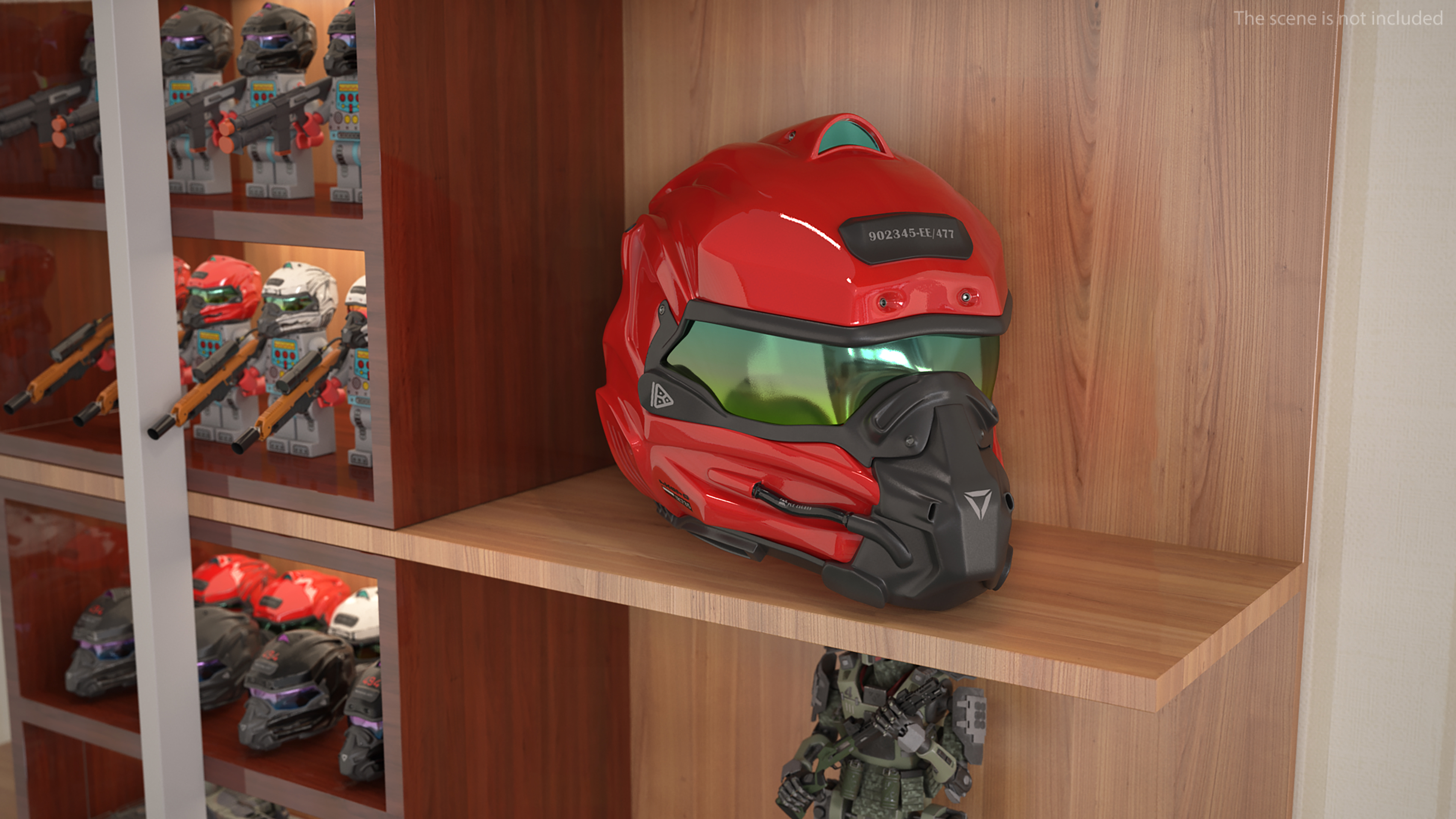 3D Sci-Fi Futuristic Full Helmet Red model