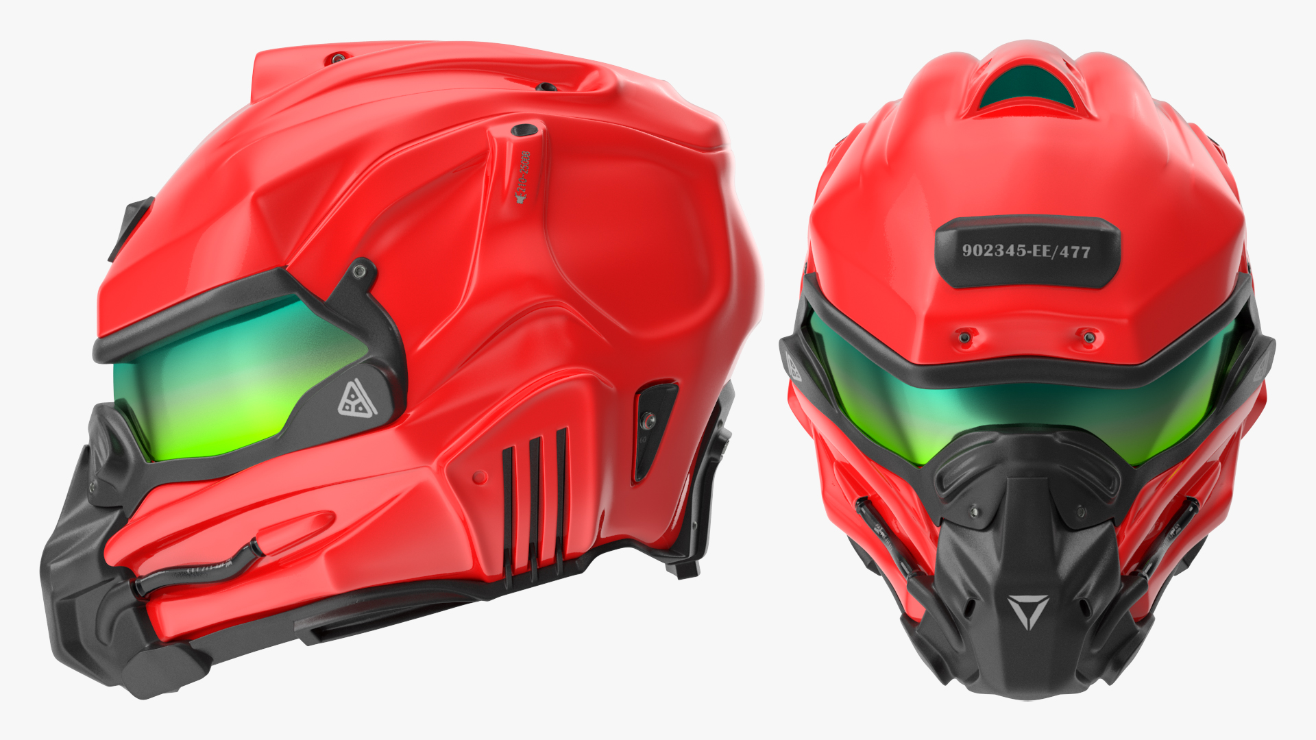 3D Sci-Fi Futuristic Full Helmet Red model