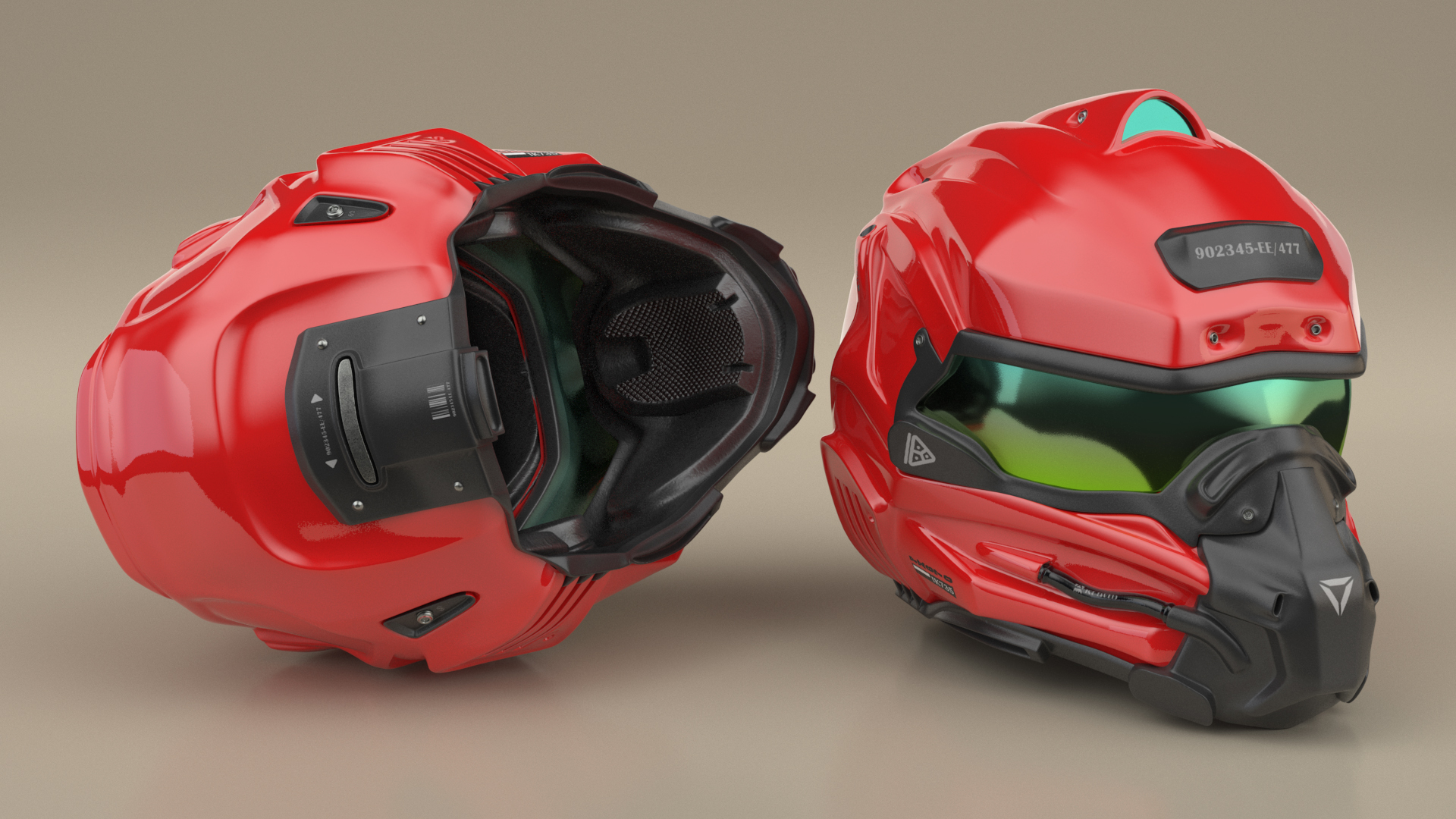 3D Sci-Fi Futuristic Full Helmet Red model