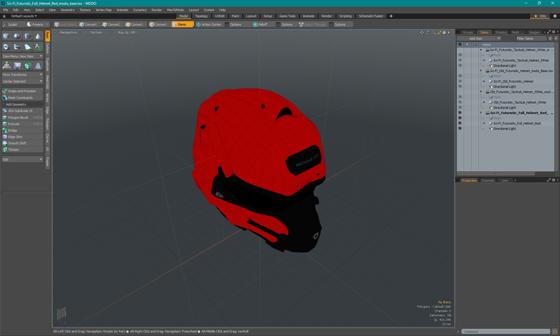 3D Sci-Fi Futuristic Full Helmet Red model