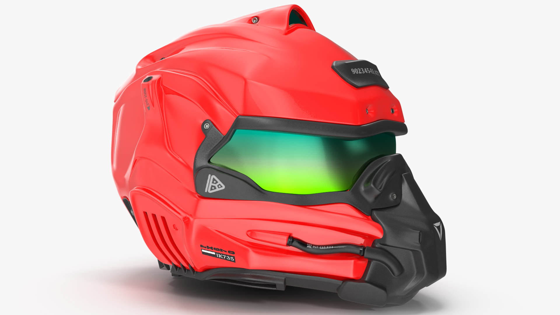 3D Sci-Fi Futuristic Full Helmet Red model