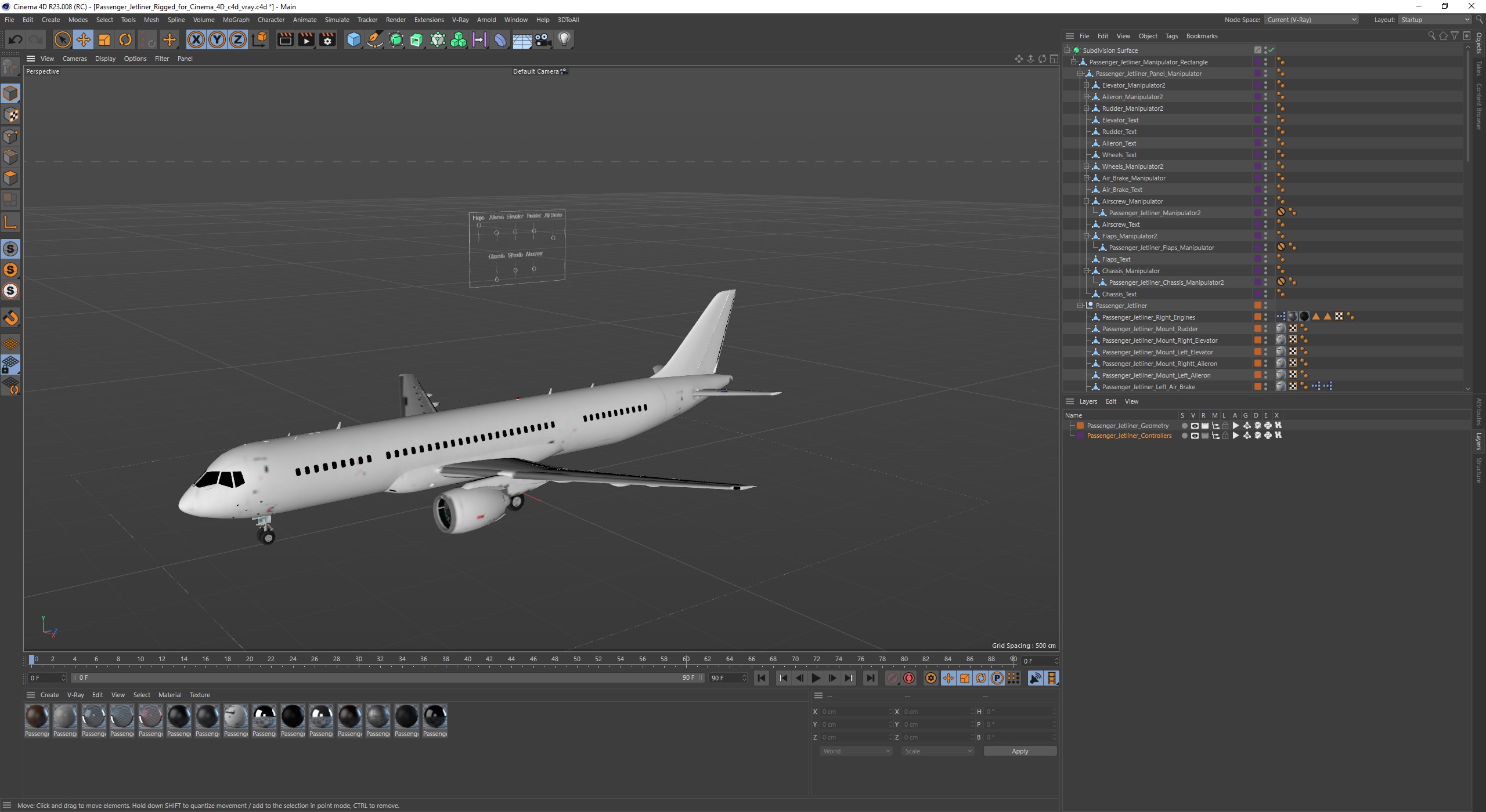 Passenger Jetliner Rigged for Cinema 4D 3D model