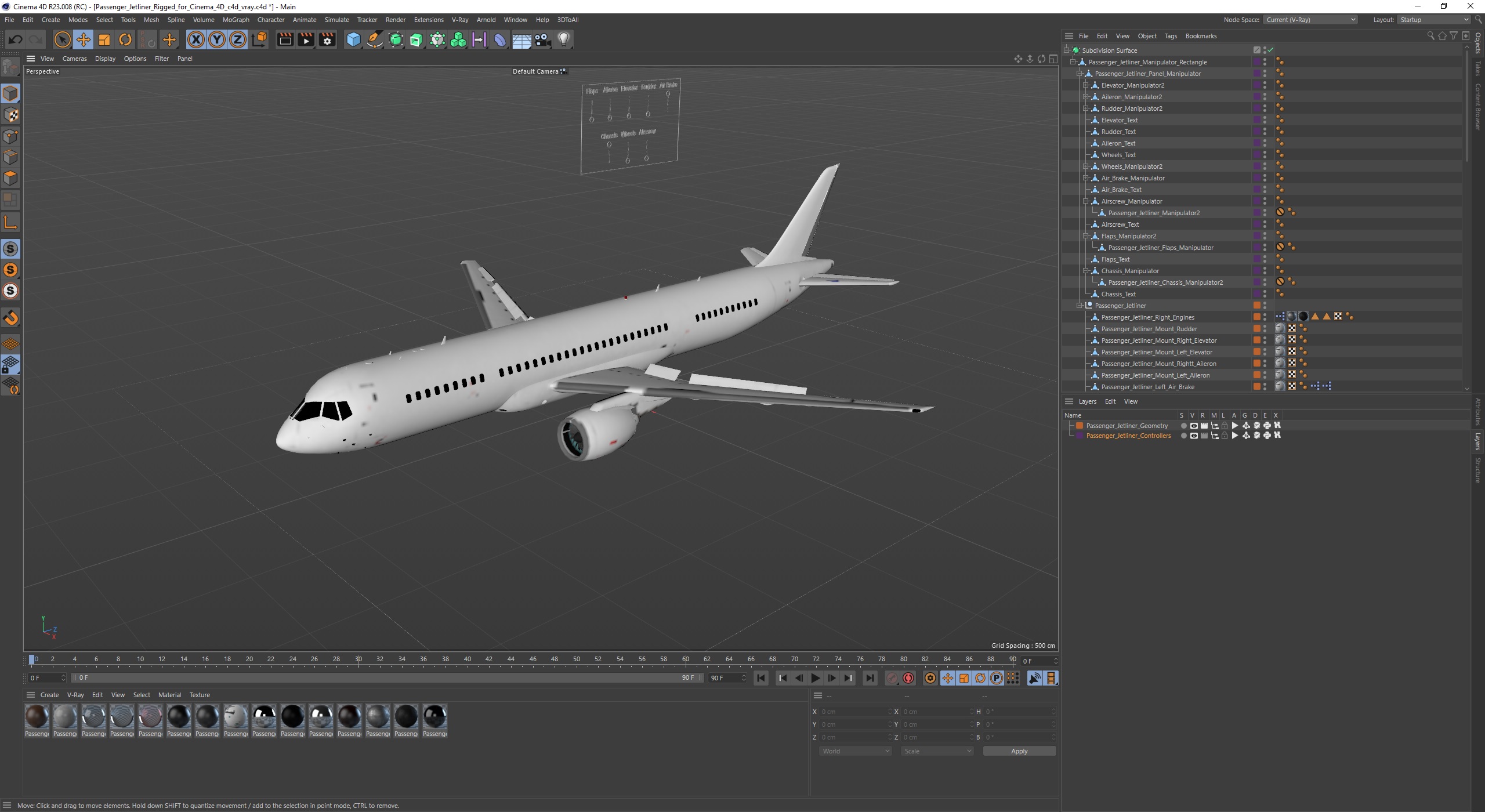 Passenger Jetliner Rigged for Cinema 4D 3D model