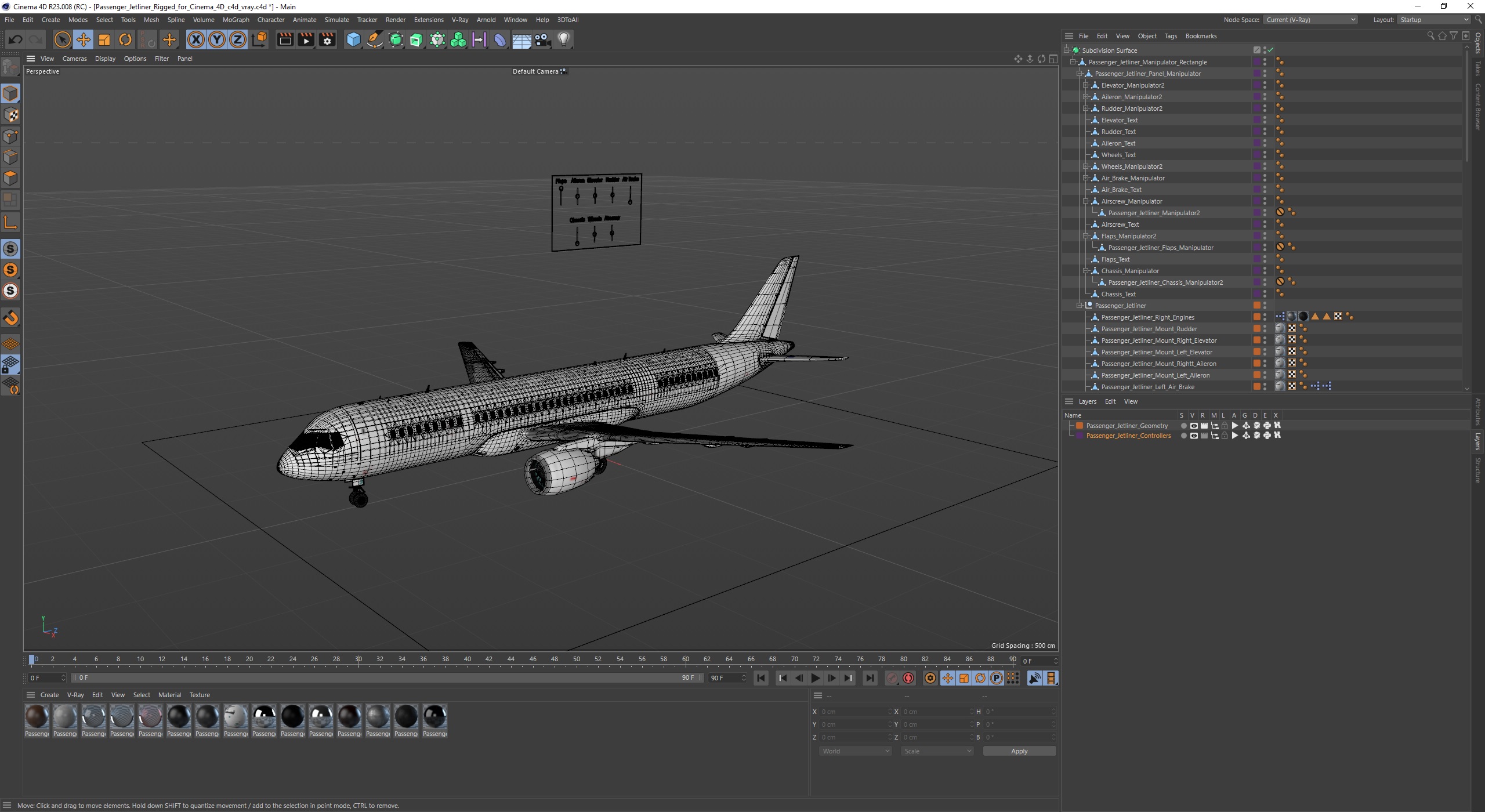 Passenger Jetliner Rigged for Cinema 4D 3D model