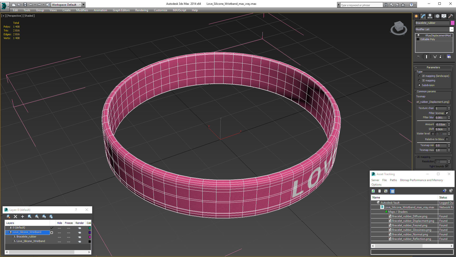 3D Love Silicone Wristband model