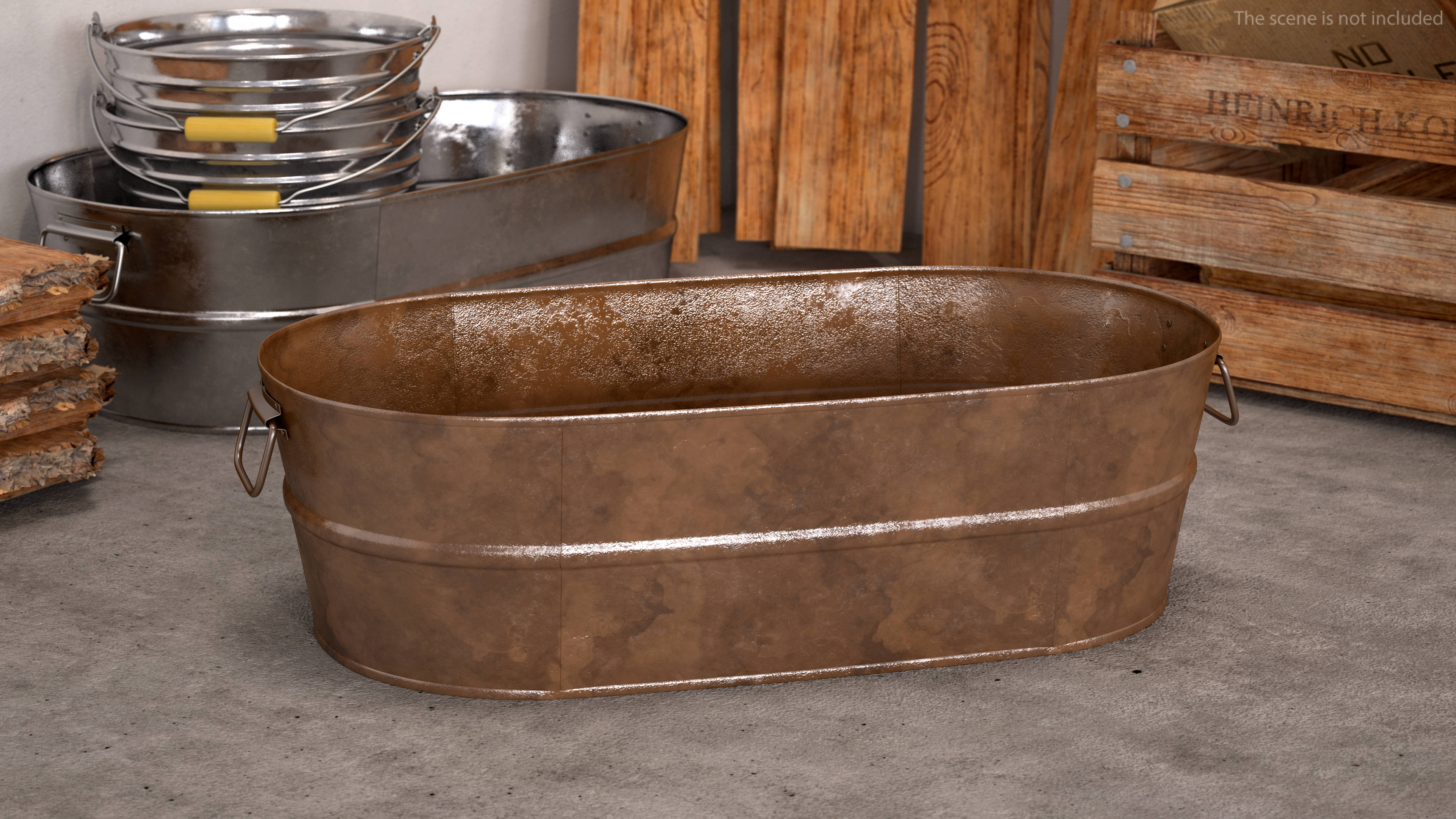 3D model Rusty Metal Container Set