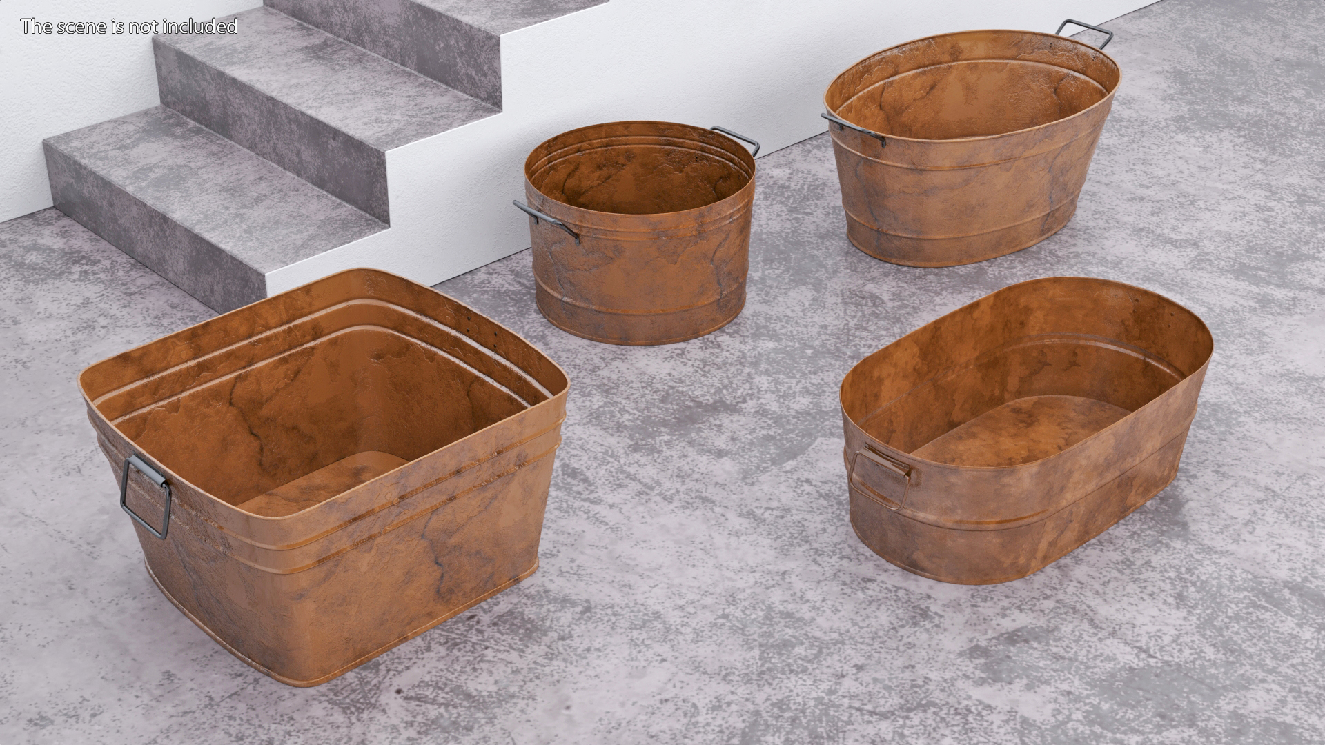 3D model Rusty Metal Container Set