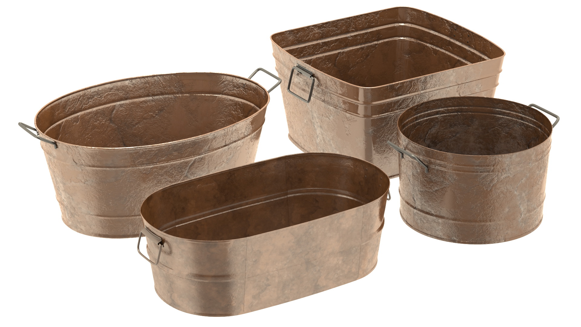 3D model Rusty Metal Container Set