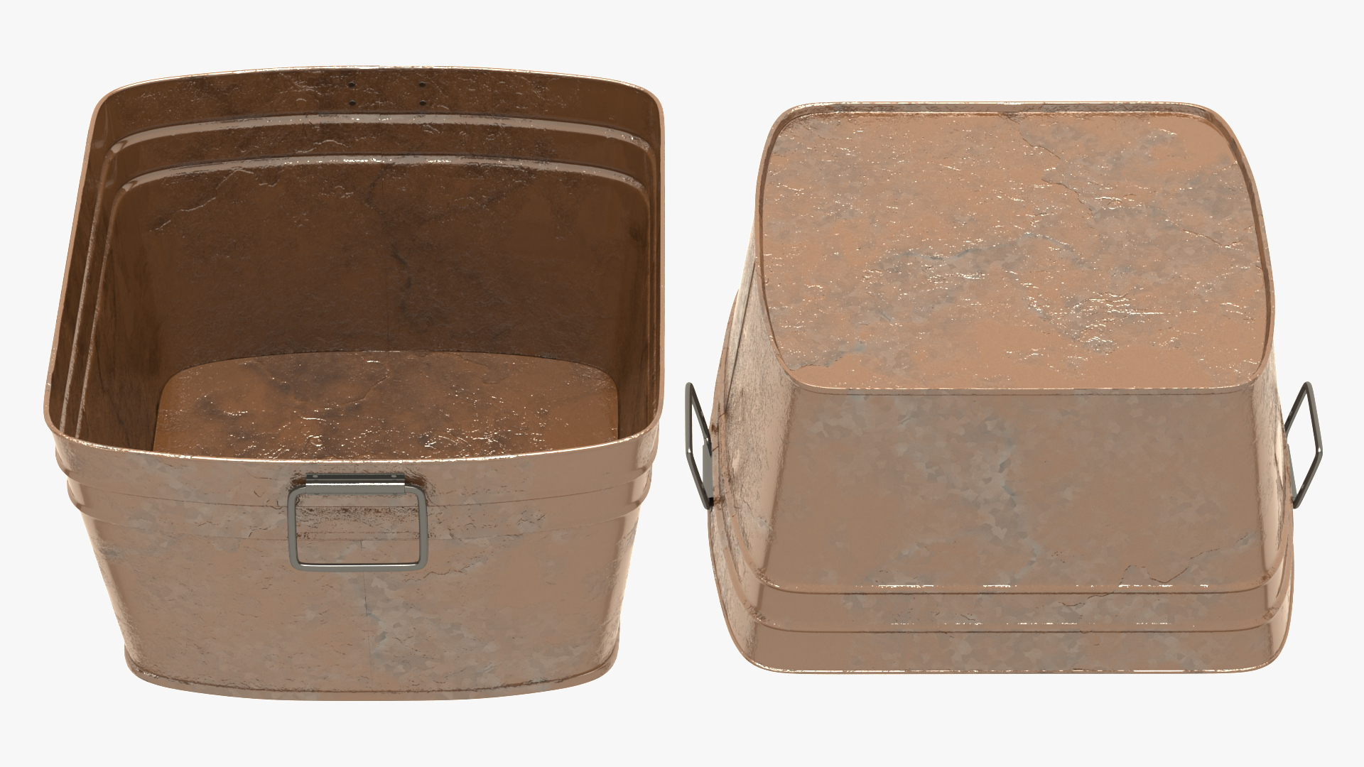 3D model Rusty Metal Container Set