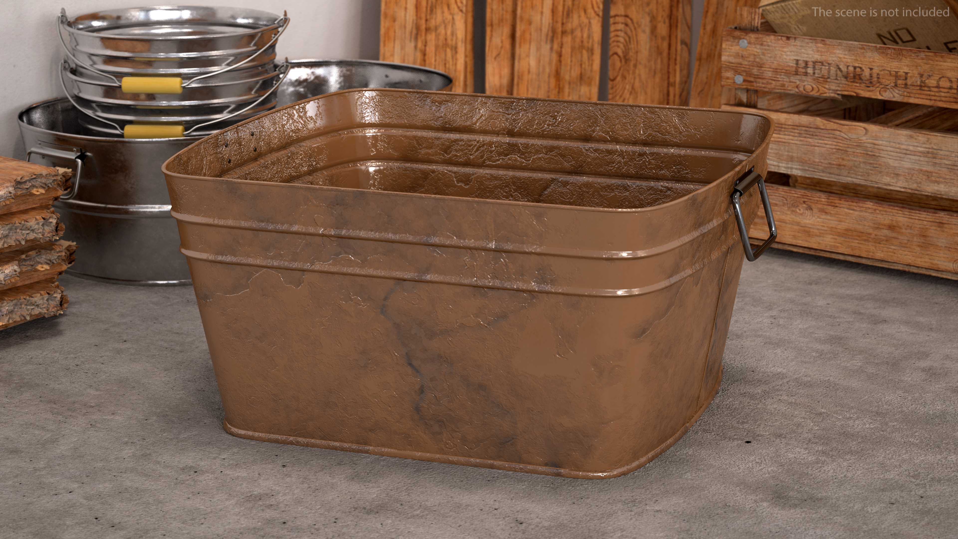 3D model Rusty Metal Container Set