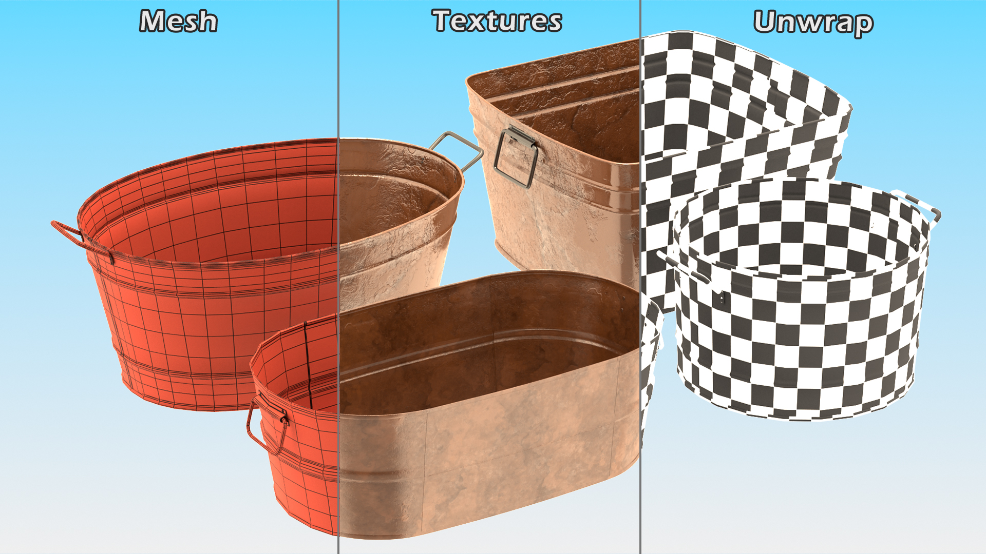 3D model Rusty Metal Container Set