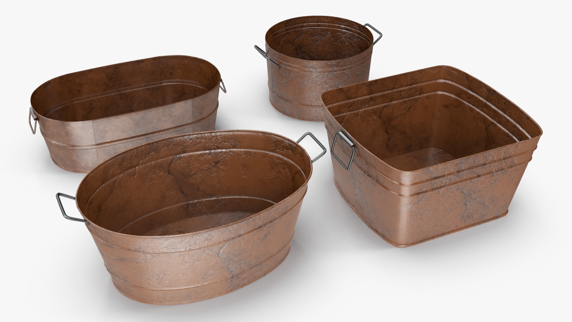 3D model Rusty Metal Container Set