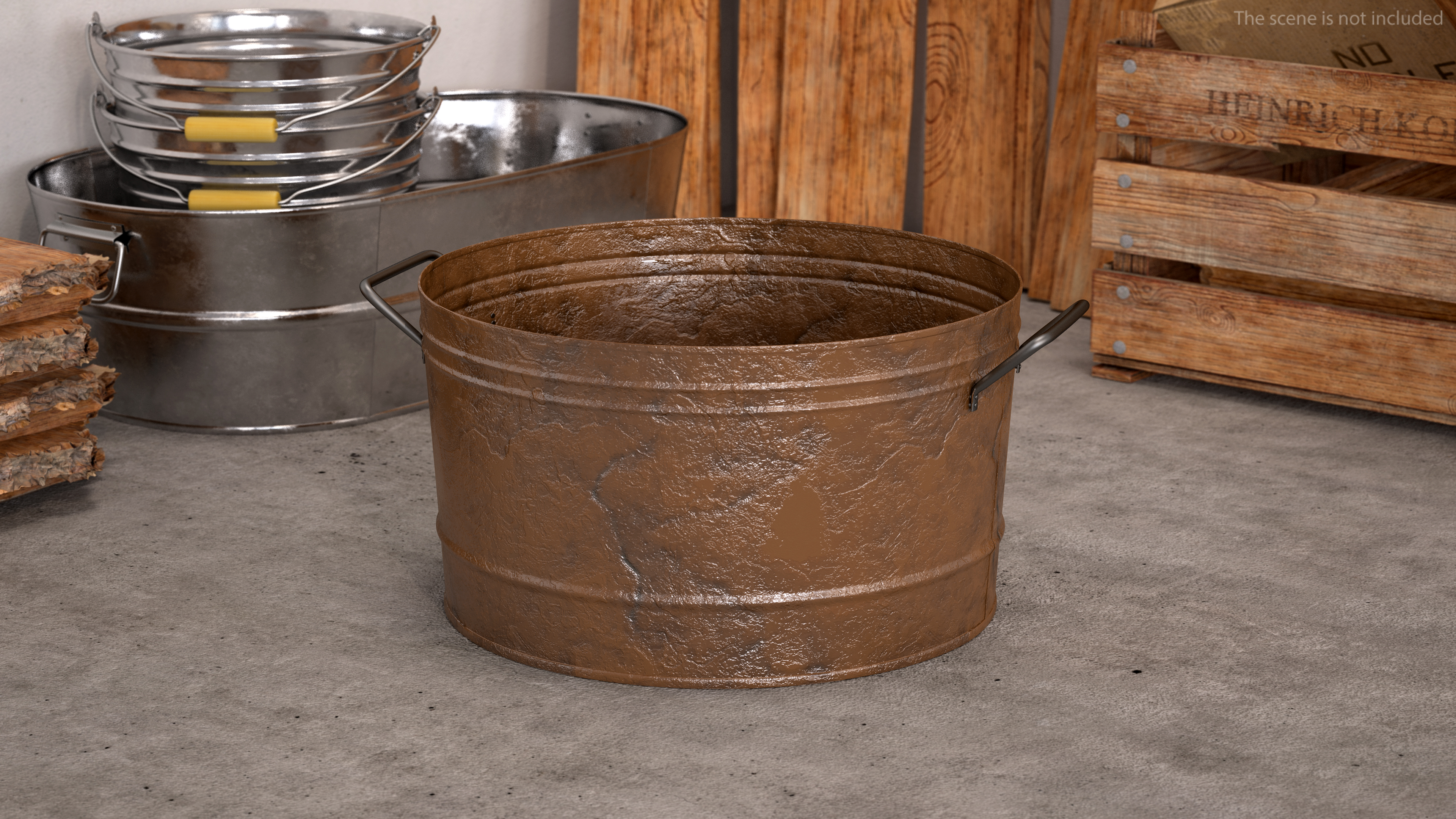 3D model Rusty Metal Container Set