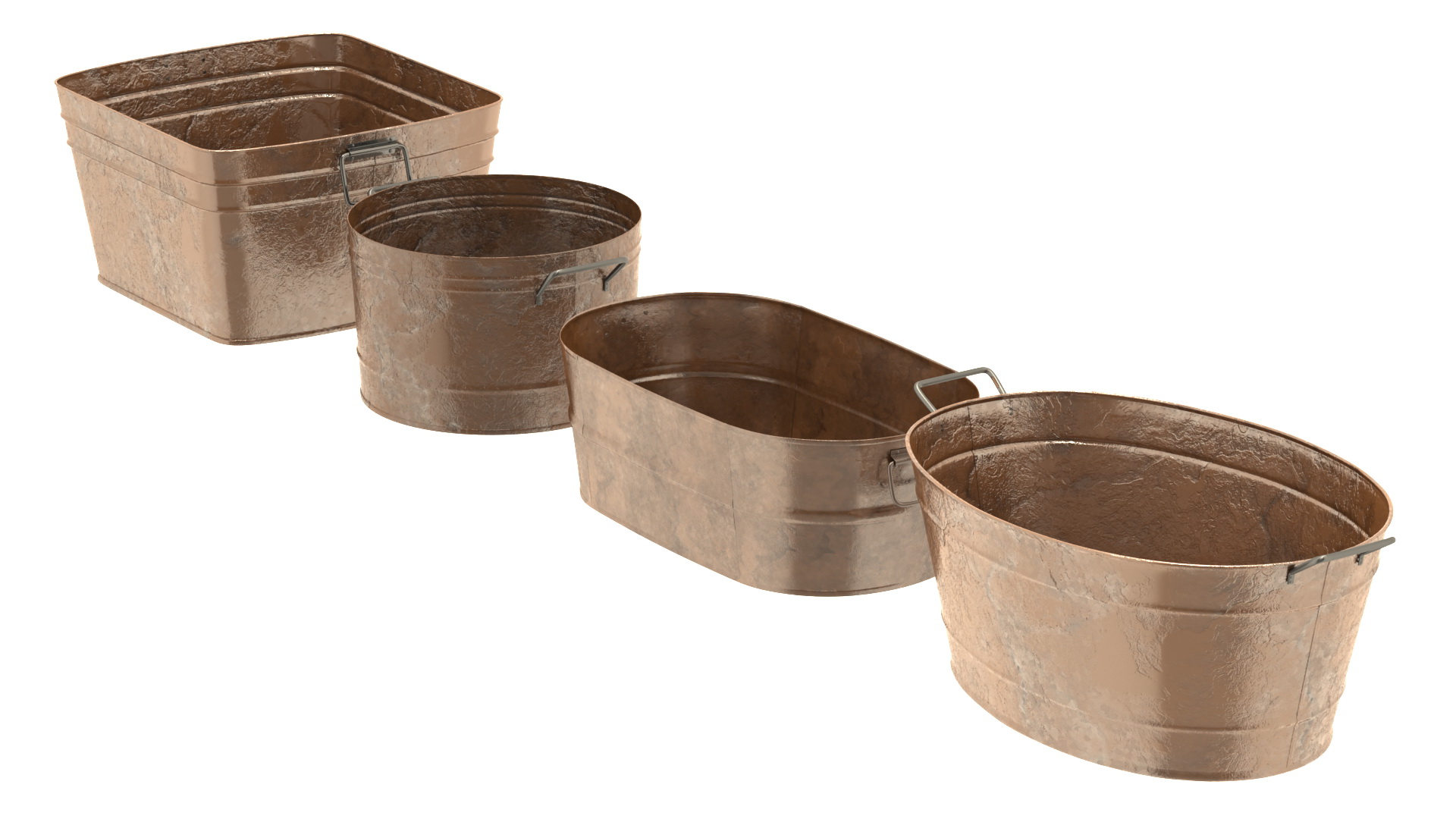 3D model Rusty Metal Container Set