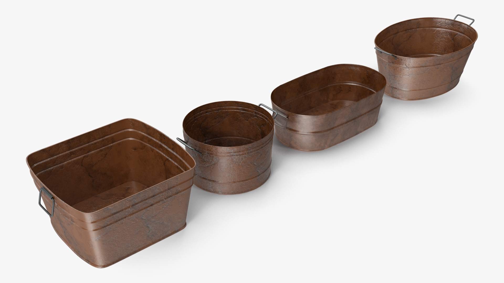 3D model Rusty Metal Container Set