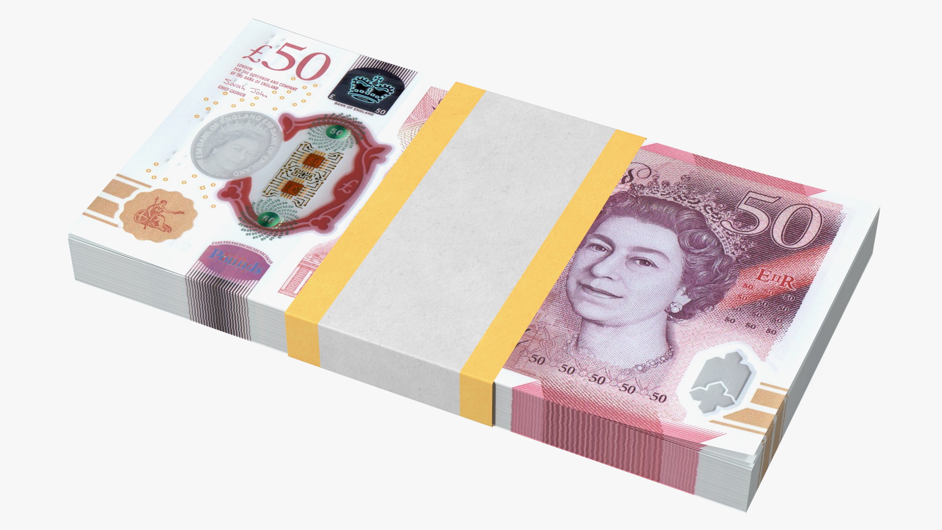 50 Pounds Banknotes in Three Packs 3D model