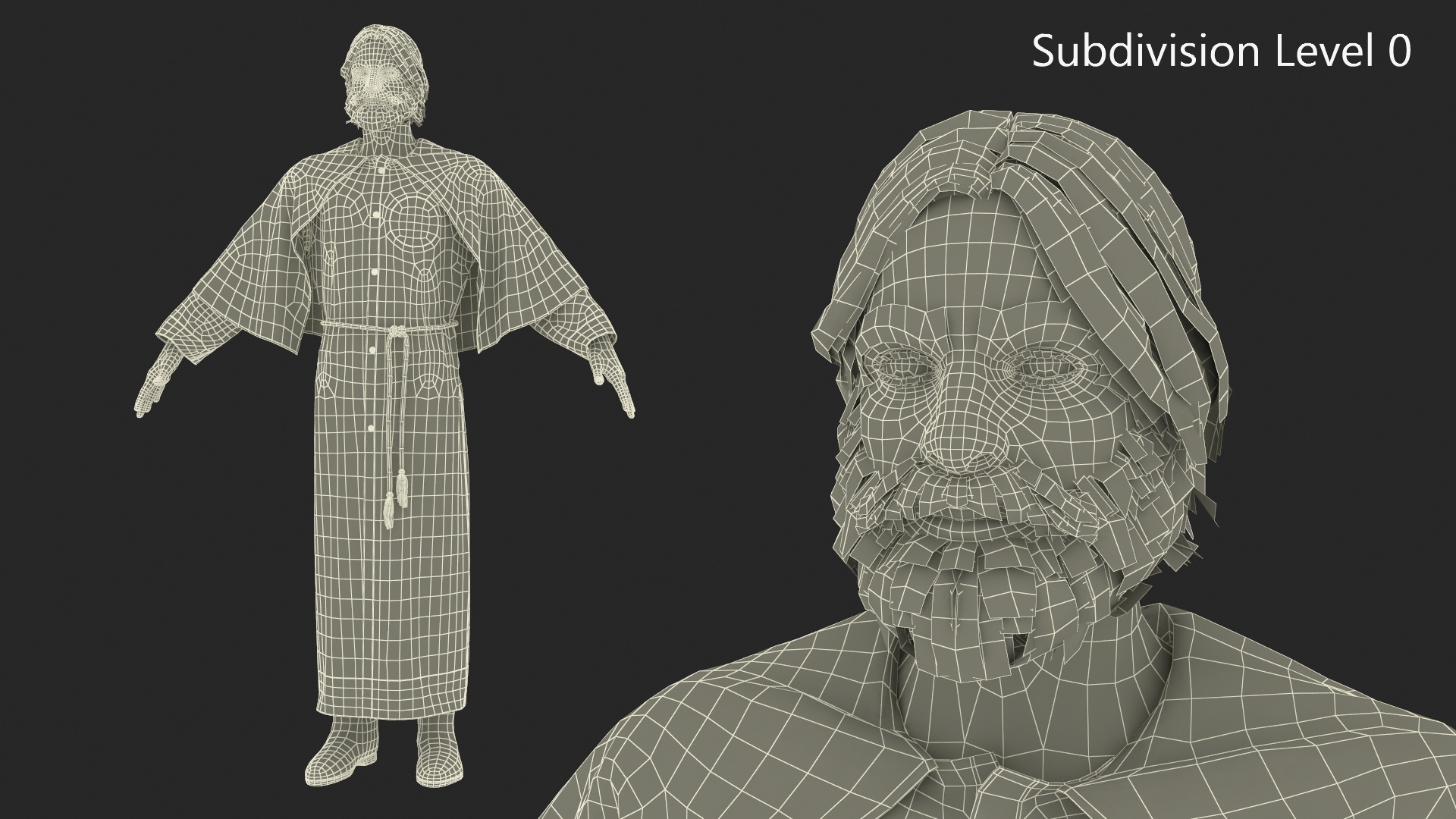 3D Man in Black Robe and Cape