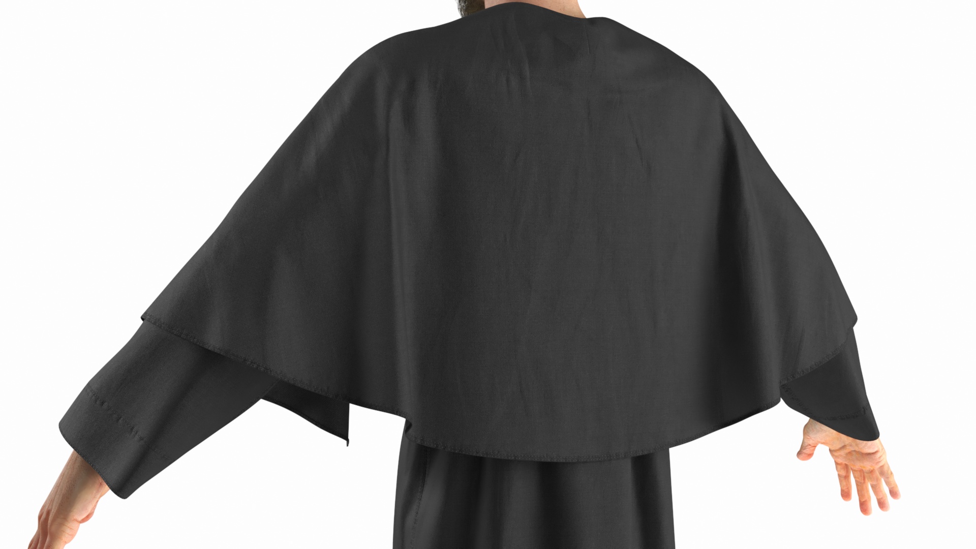 3D Man in Black Robe and Cape