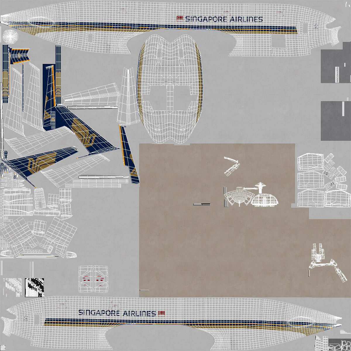 3D Boeing 777 Freighter Singapore Airlines Rigged