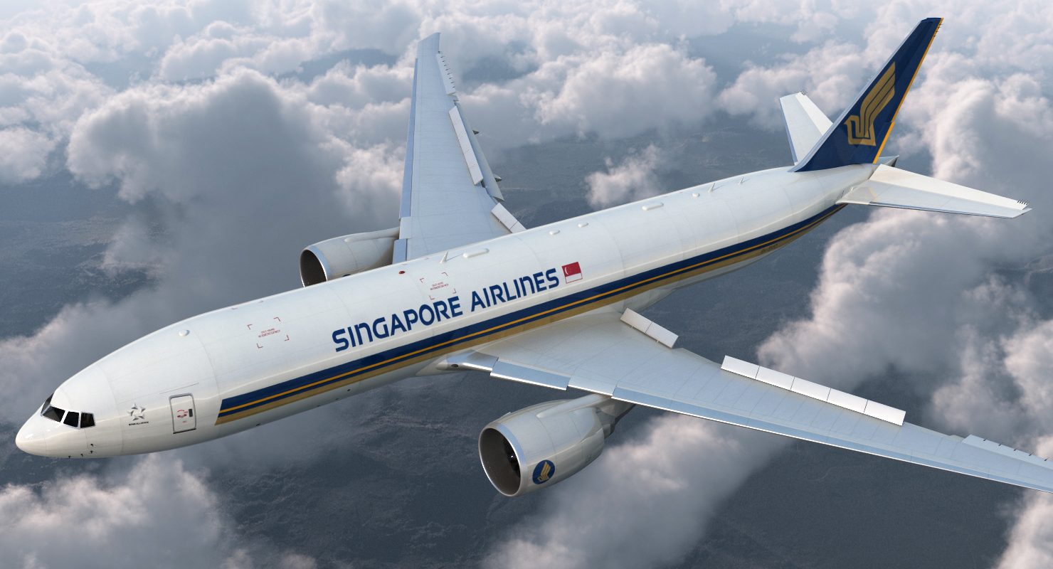 3D Boeing 777 Freighter Singapore Airlines Rigged