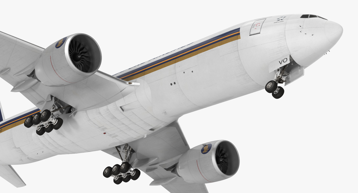 3D Boeing 777 Freighter Singapore Airlines Rigged