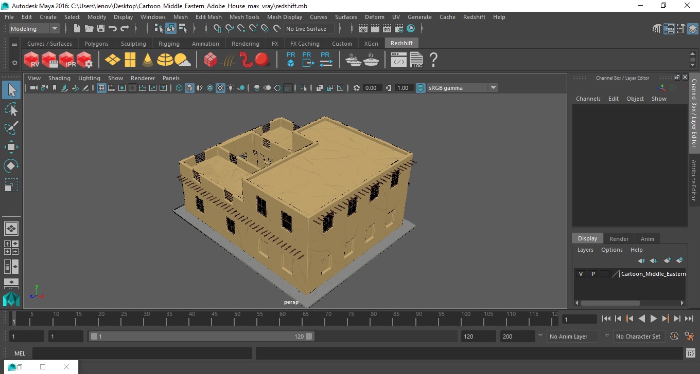 Cartoon Middle Eastern Adobe House 3D model