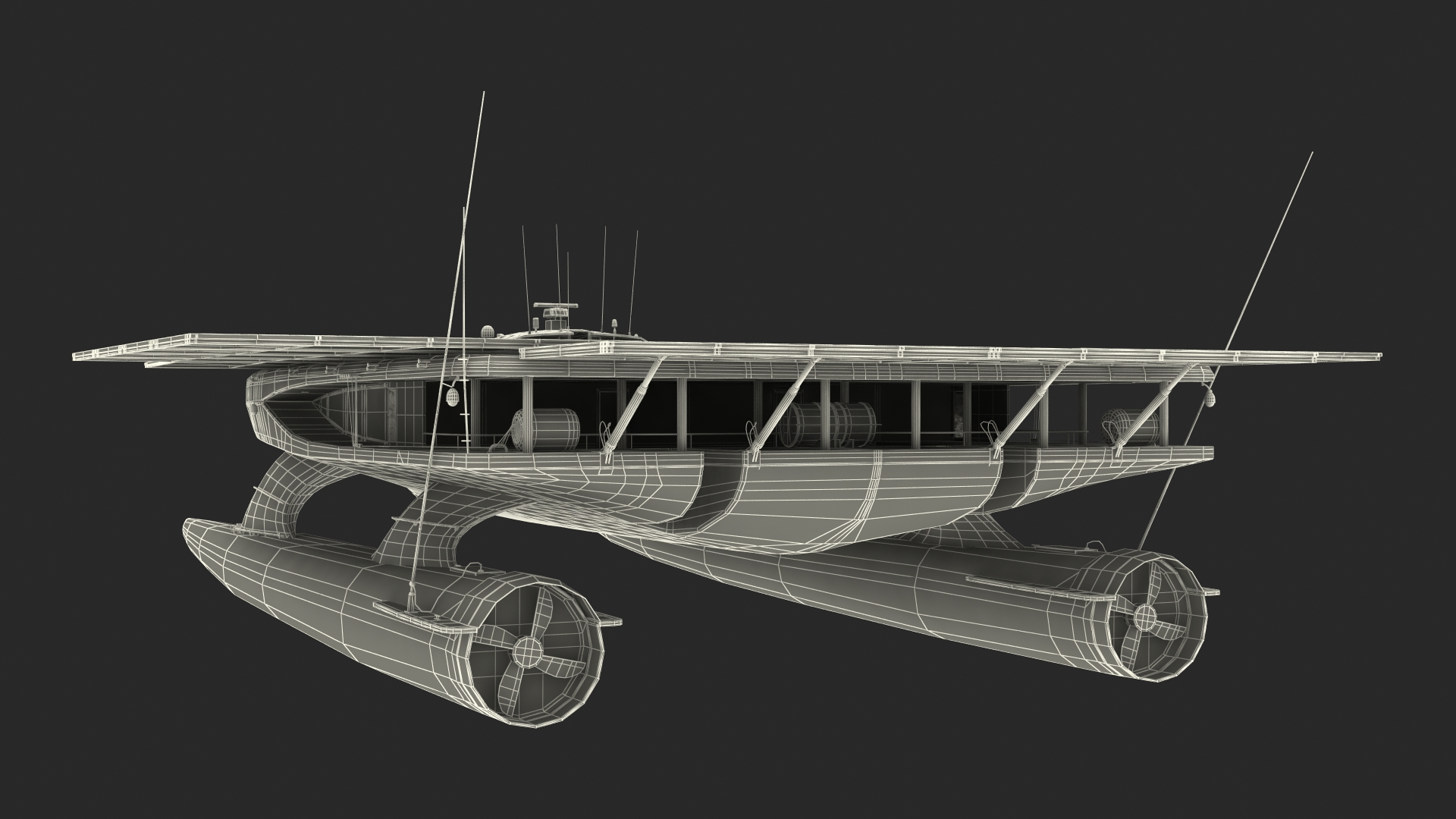 Large Solar Powered Boat 3D model