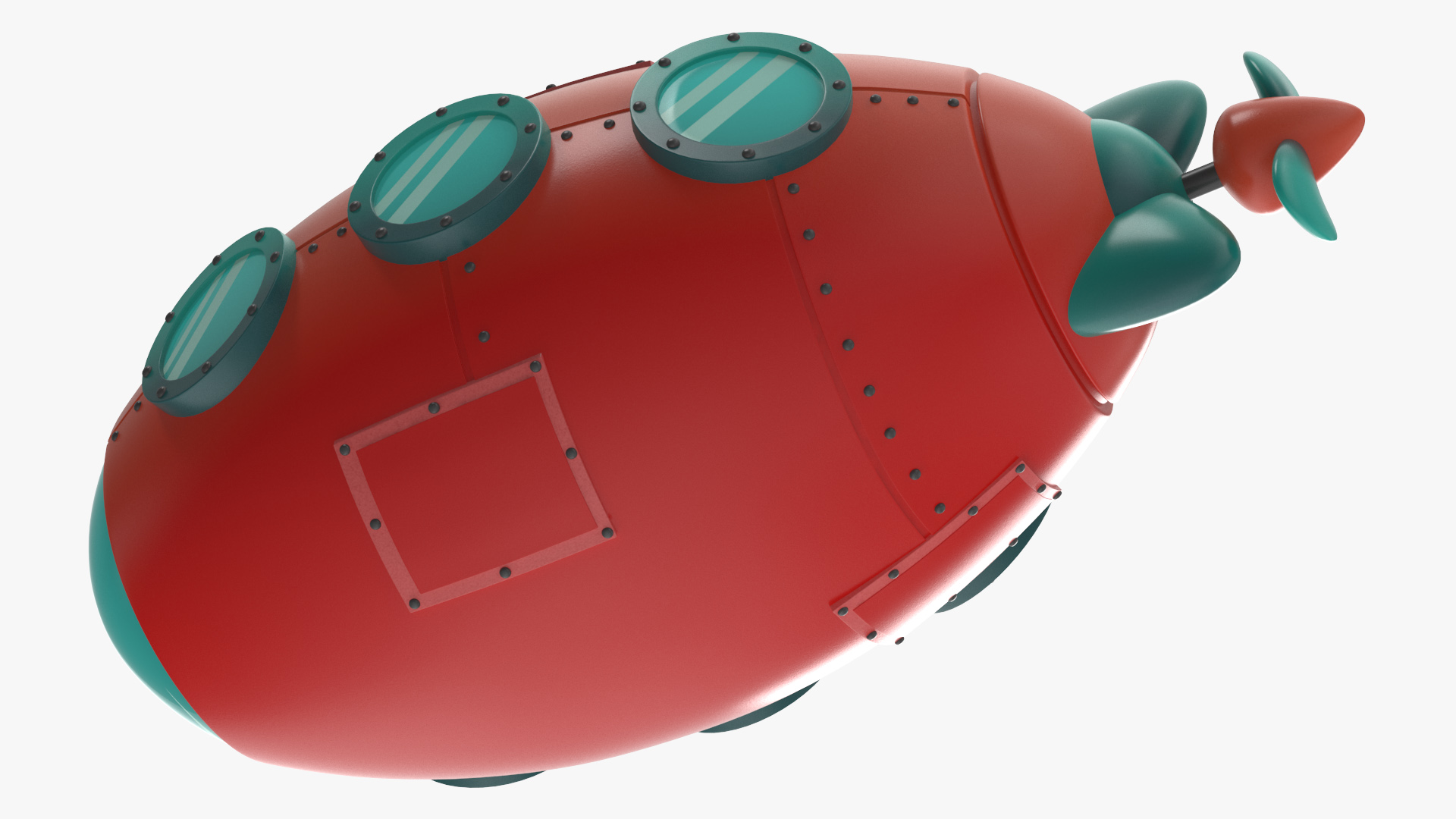 3D Cartoon Red Submarine