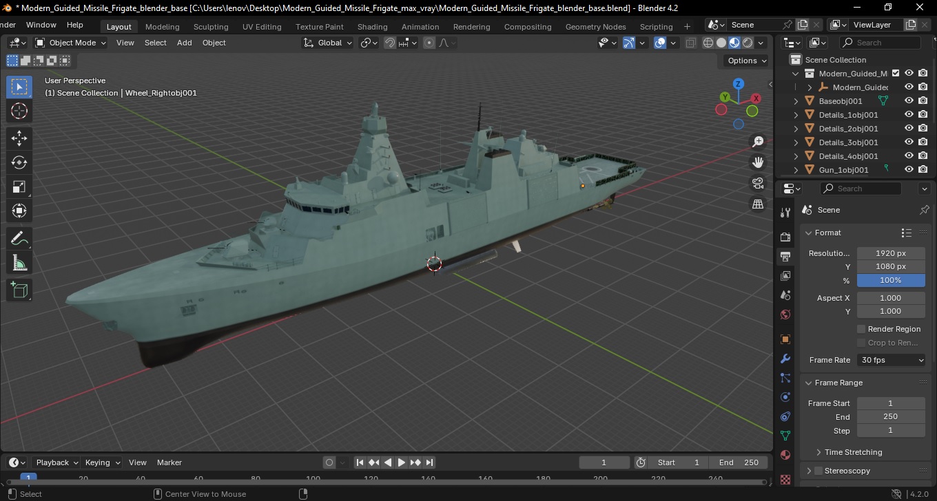 Modern Guided Missile Frigate 3D model