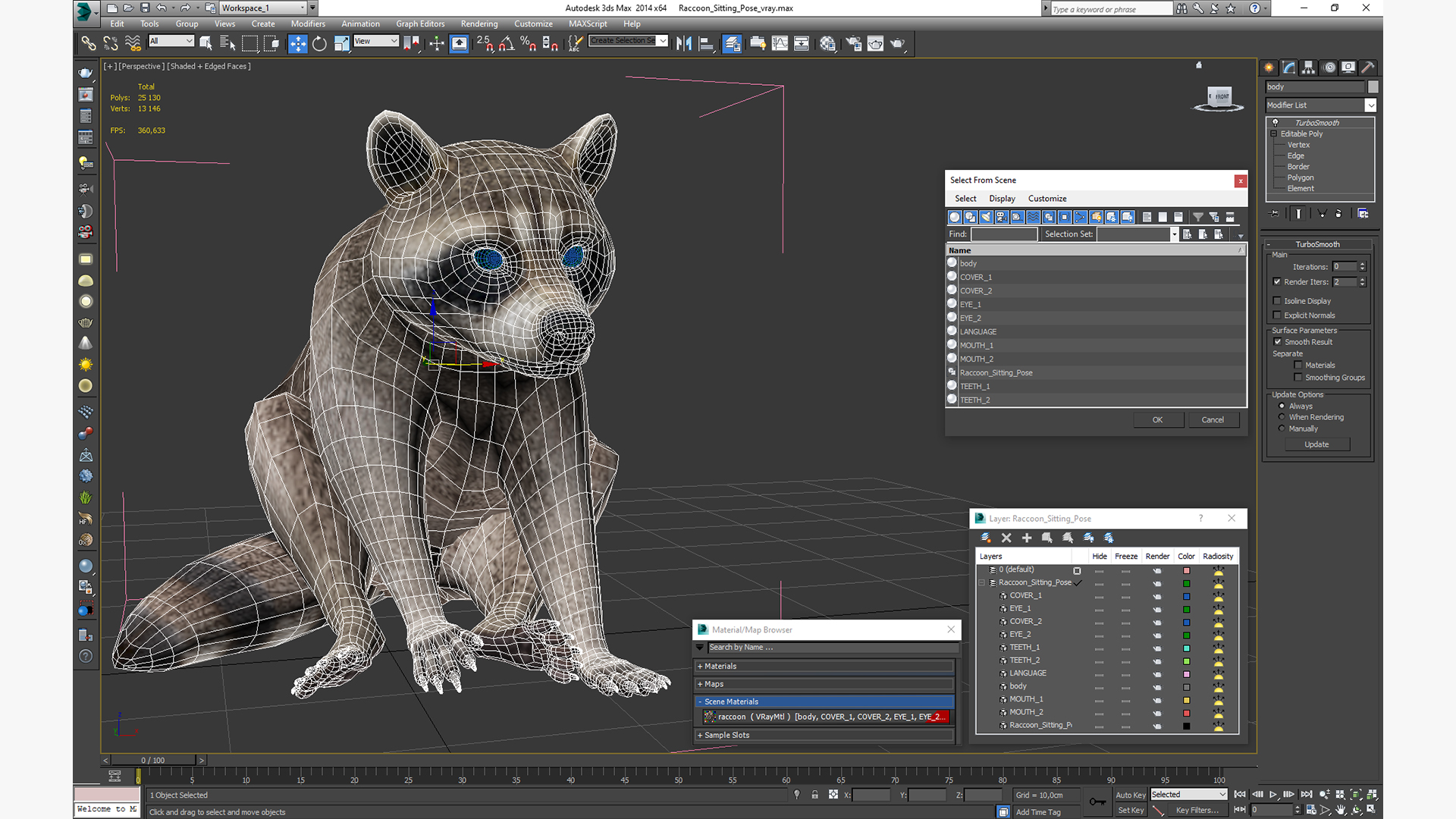 3D model Raccoon Sitting Pose