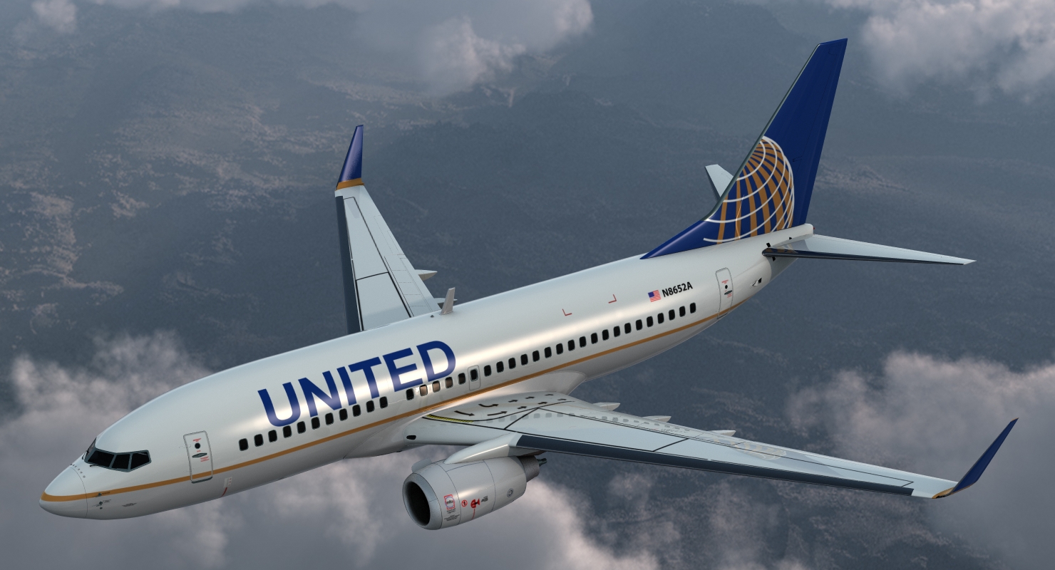 3D Boeing 737 700 with Interior United Airlines Rigged