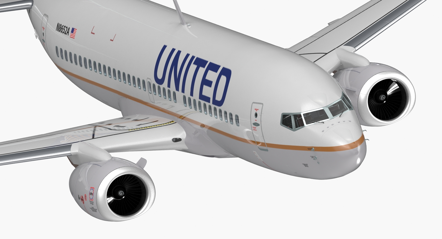 3D Boeing 737 700 with Interior United Airlines Rigged