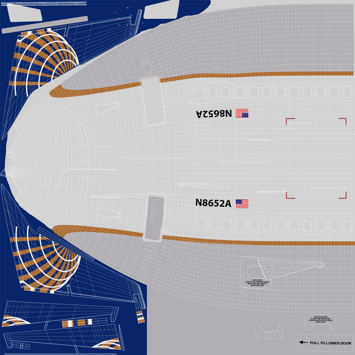 3D Boeing 737 700 with Interior United Airlines Rigged