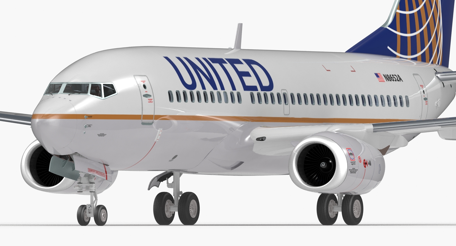 3D Boeing 737 700 with Interior United Airlines Rigged