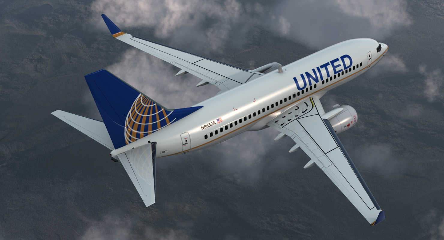 3D Boeing 737 700 with Interior United Airlines Rigged