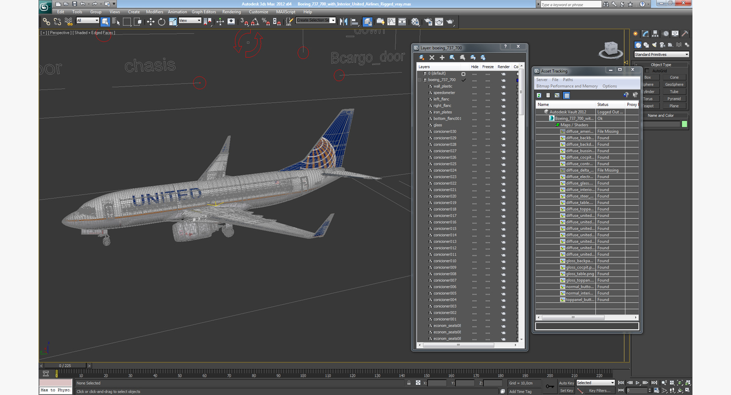 3D Boeing 737 700 with Interior United Airlines Rigged