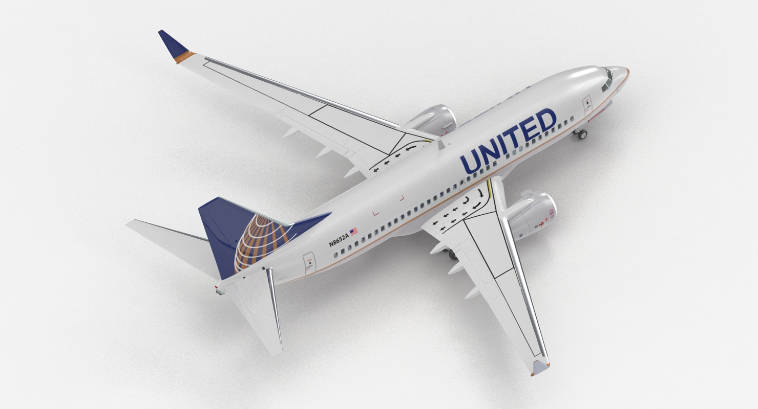 3D Boeing 737 700 with Interior United Airlines Rigged