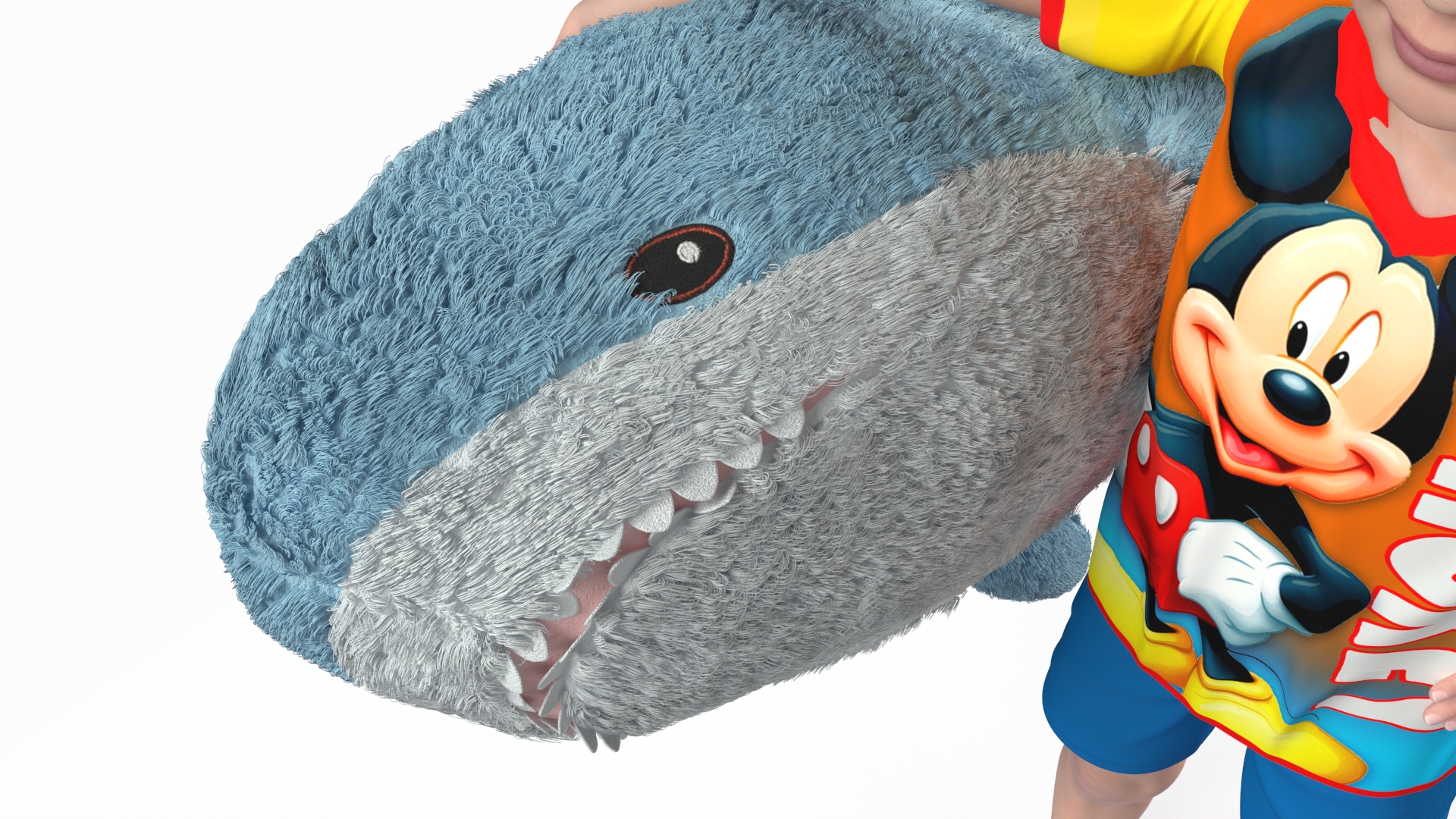 3D Boy with Big Soft Toy Shark from IKEA Fur