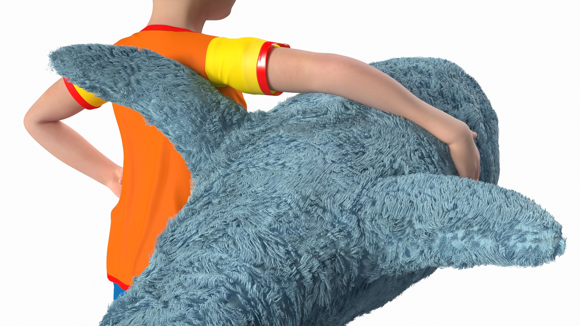 3D Boy with Big Soft Toy Shark from IKEA Fur