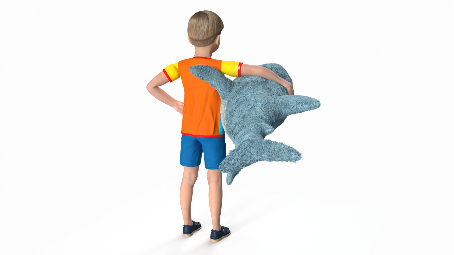 3D Boy with Big Soft Toy Shark from IKEA Fur