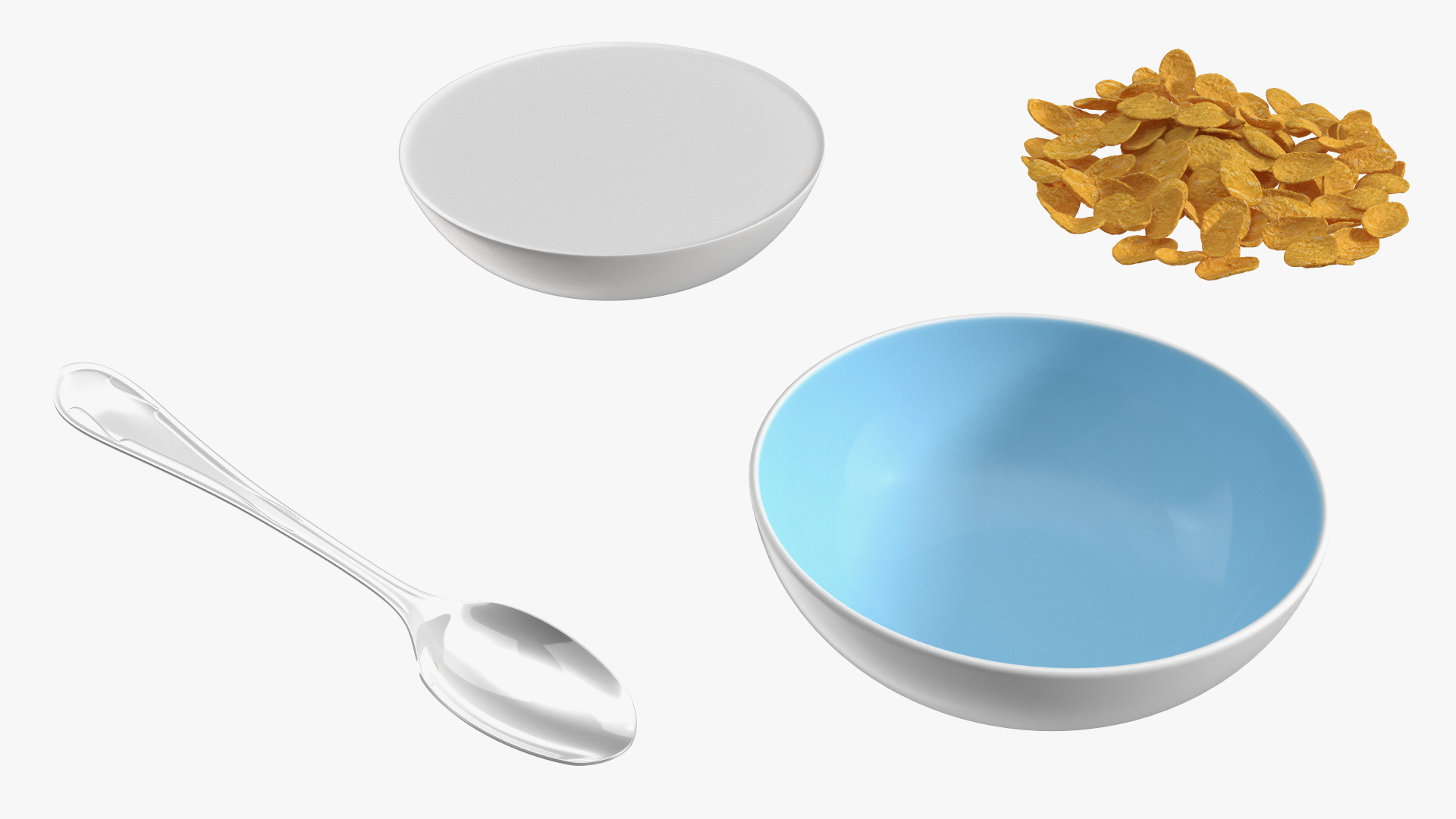 Breakfast with Milk and Cornflakes 3D model