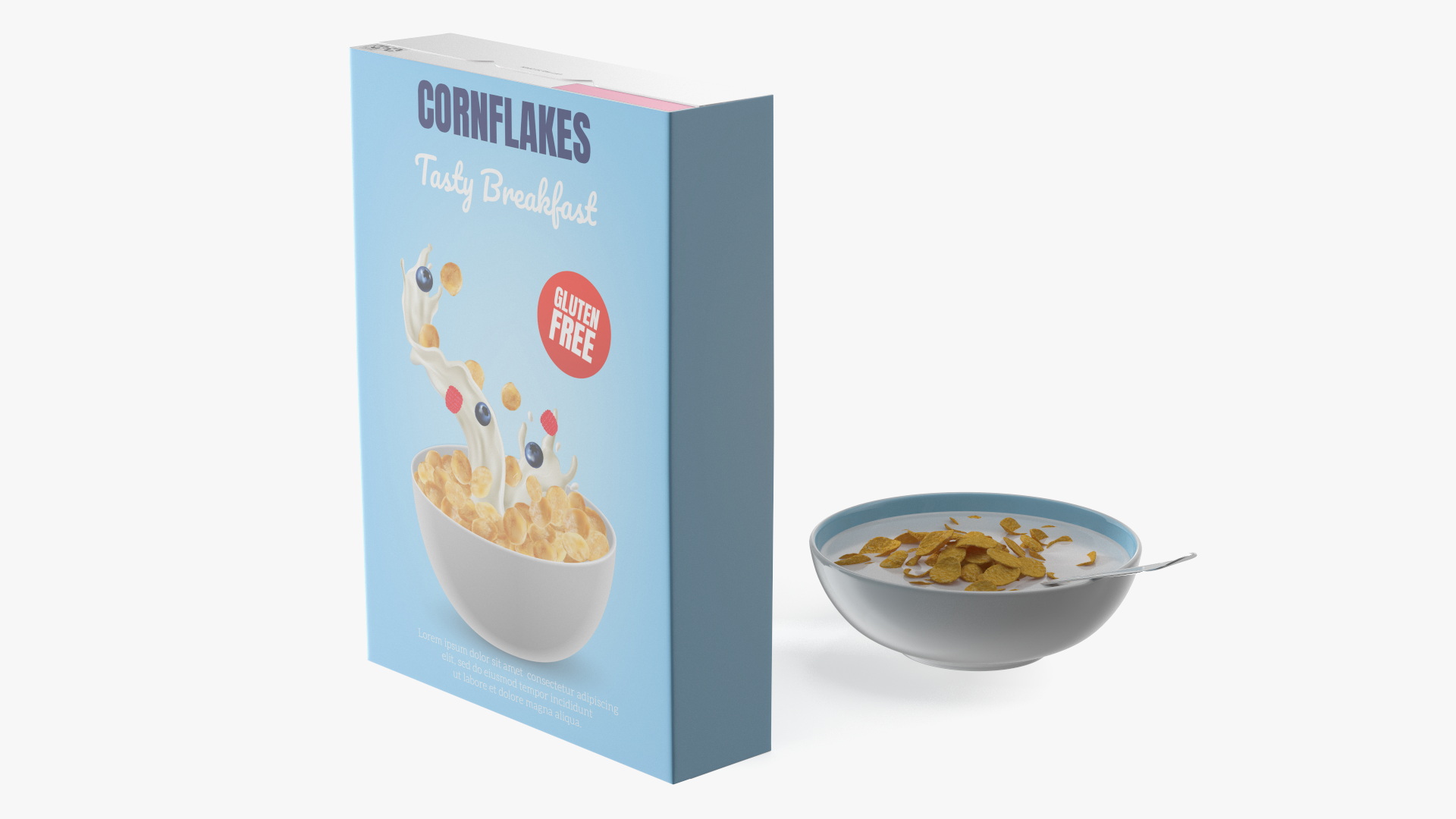 Breakfast with Milk and Cornflakes 3D model