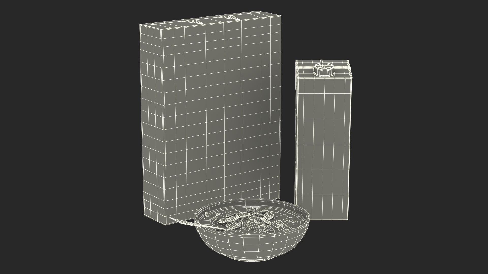 Breakfast with Milk and Cornflakes 3D model