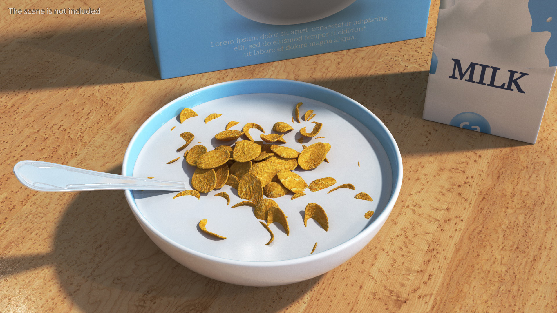 Breakfast with Milk and Cornflakes 3D model