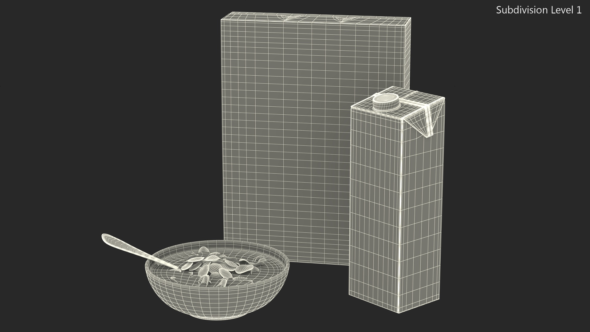 Breakfast with Milk and Cornflakes 3D model