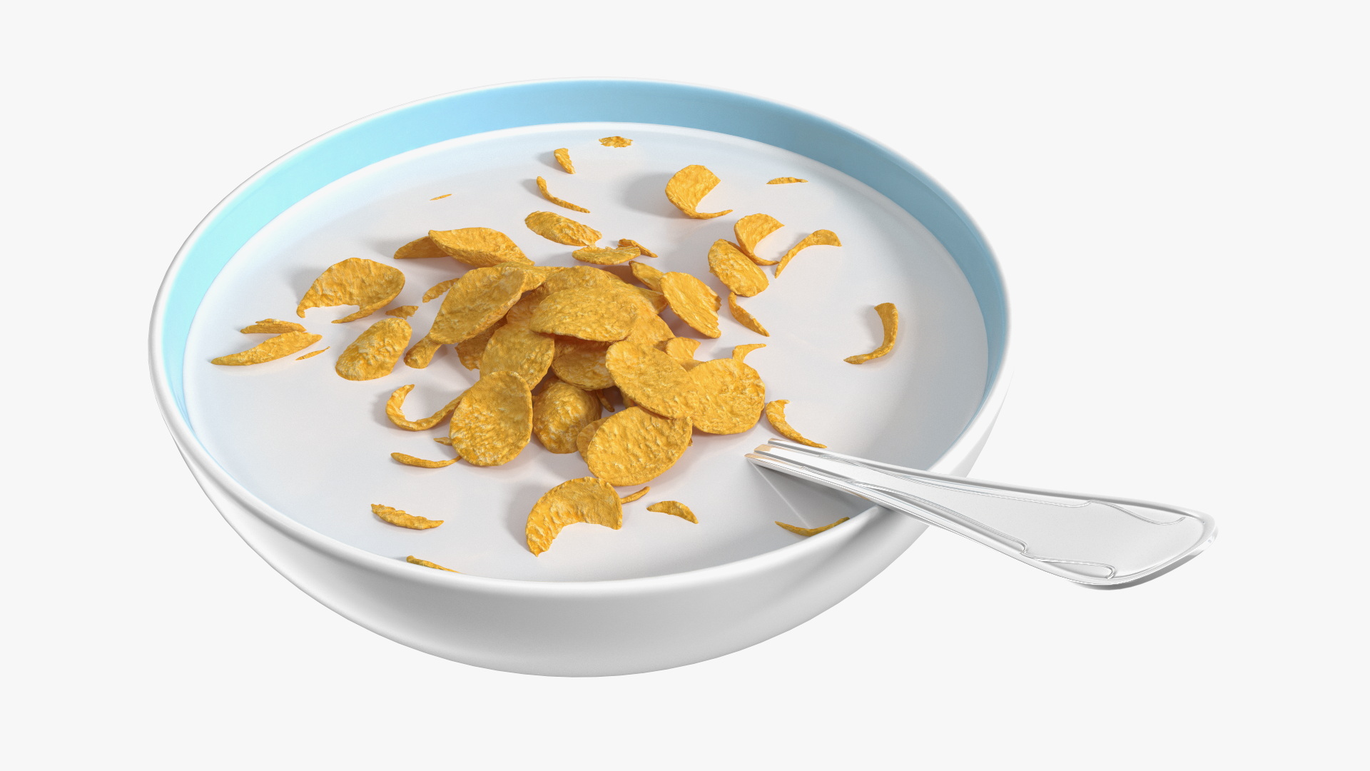 Breakfast with Milk and Cornflakes 3D model