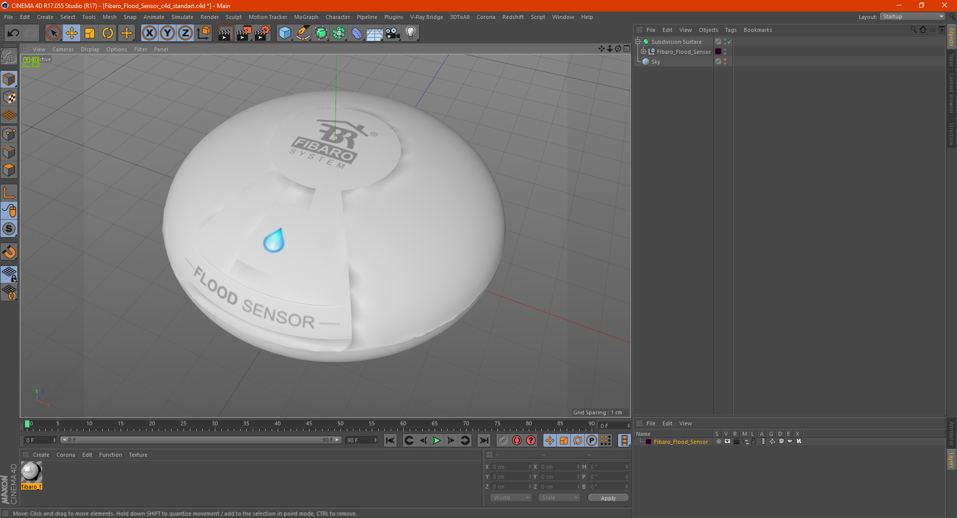 Fibaro Flood Sensor 3D model