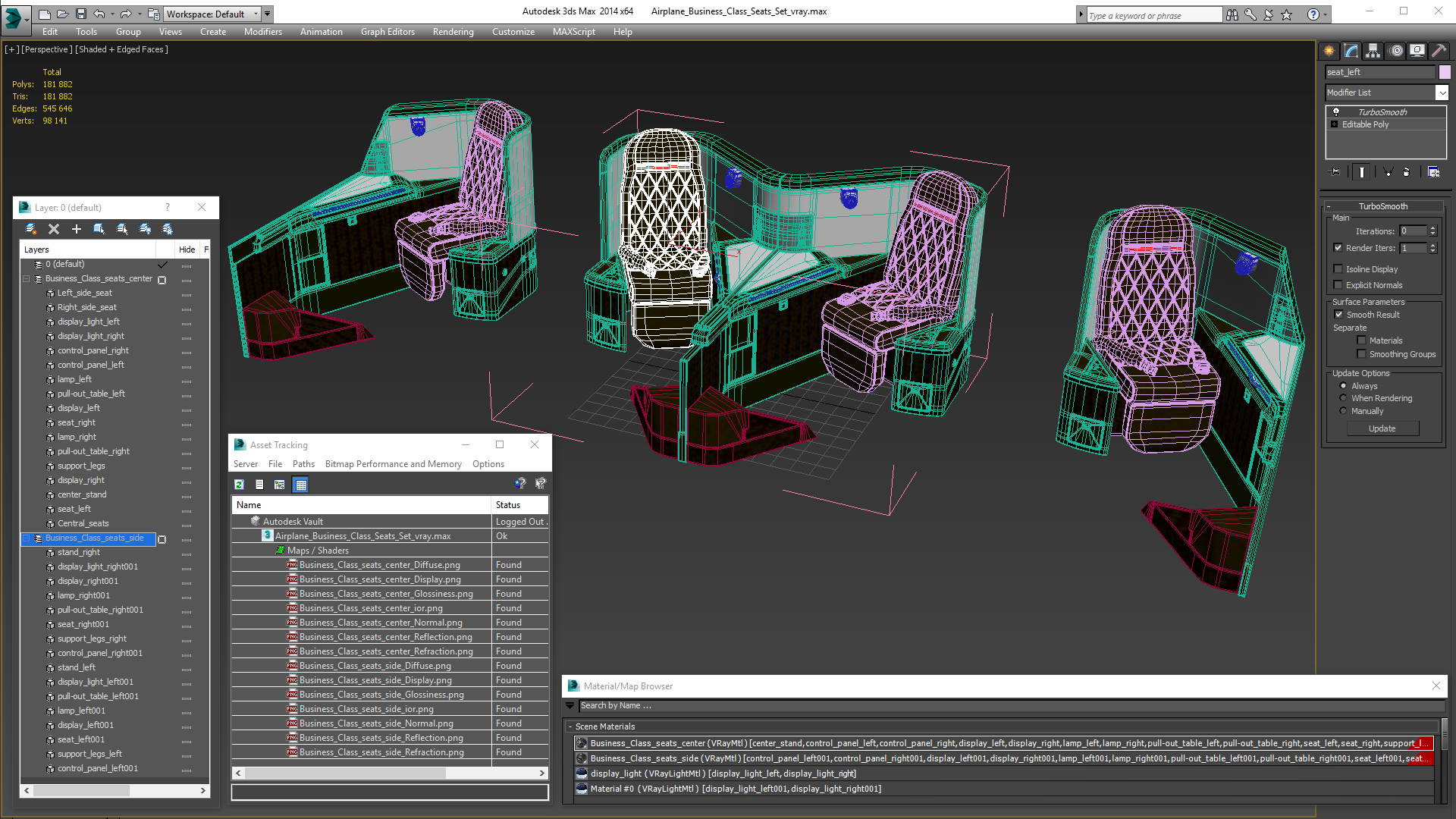 3D Airplane Business Class Seats Set model