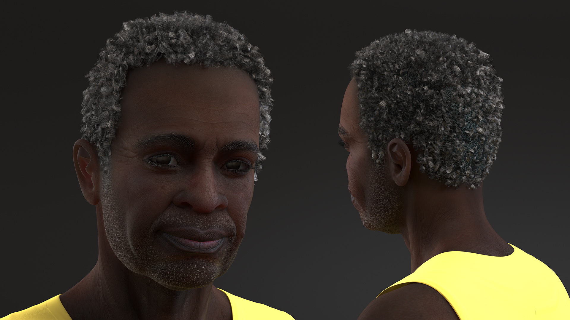 Afro American Grandpa Wearing Pajamas Rigged 3D model